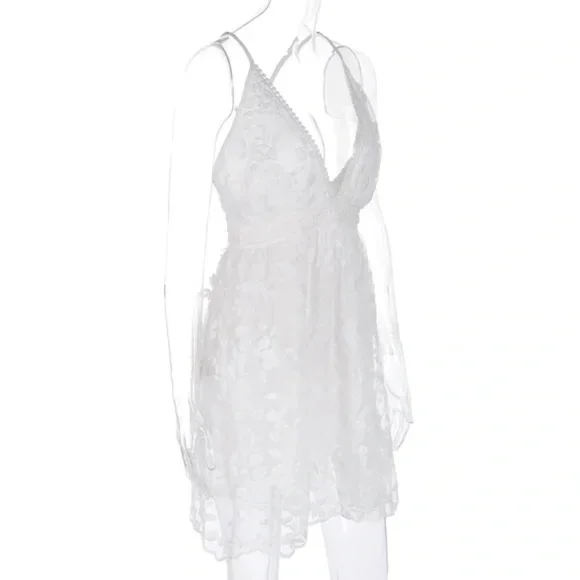 021 Boho White Floral Embroidered Formal Wedding Prom Dress - Picture 9 of 9